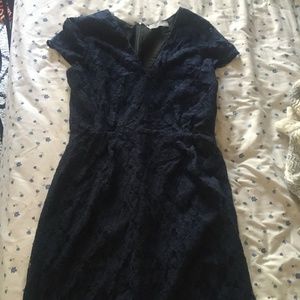 ⭐️ Floral Lace Navy V Neck Classy Boho Hipster Hippie Peasant Deco Modern Dress